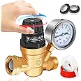 Boltigen RV Water Pressure Regulator with Gauge, Adjustable Handle Water Pressure Regulator for RV Camper, Lead-Free Brass Water Pressure Reducer for RV, Fit for RV Travel Trailer Water Hose Adjust