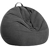SANMADROLA Stuffed Animal Storage Bean Bag Chair Cover (No Beans) for Kids and Adults. Premium Corduroy Stuffable Beanbag for