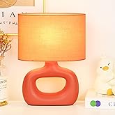 Lampwell LACIO Orange Small Table Lamp for Living Room as Bedside Table Lamp for Bedroom,Modern Ceramic Kids Night Table Lamp