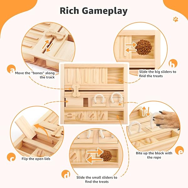 LOOBANI DOG PUZZLE TOYS WOODEN – INTERACTIVE TOYS FOR BOREDOM, IQ TRAINING AND MENTAL BRAIN STIMULATION, TREAT DISPENSING AND ENTERTAINMENT/FOOD SLOW FEEDER FOR SMALL TO LARGE DOGS