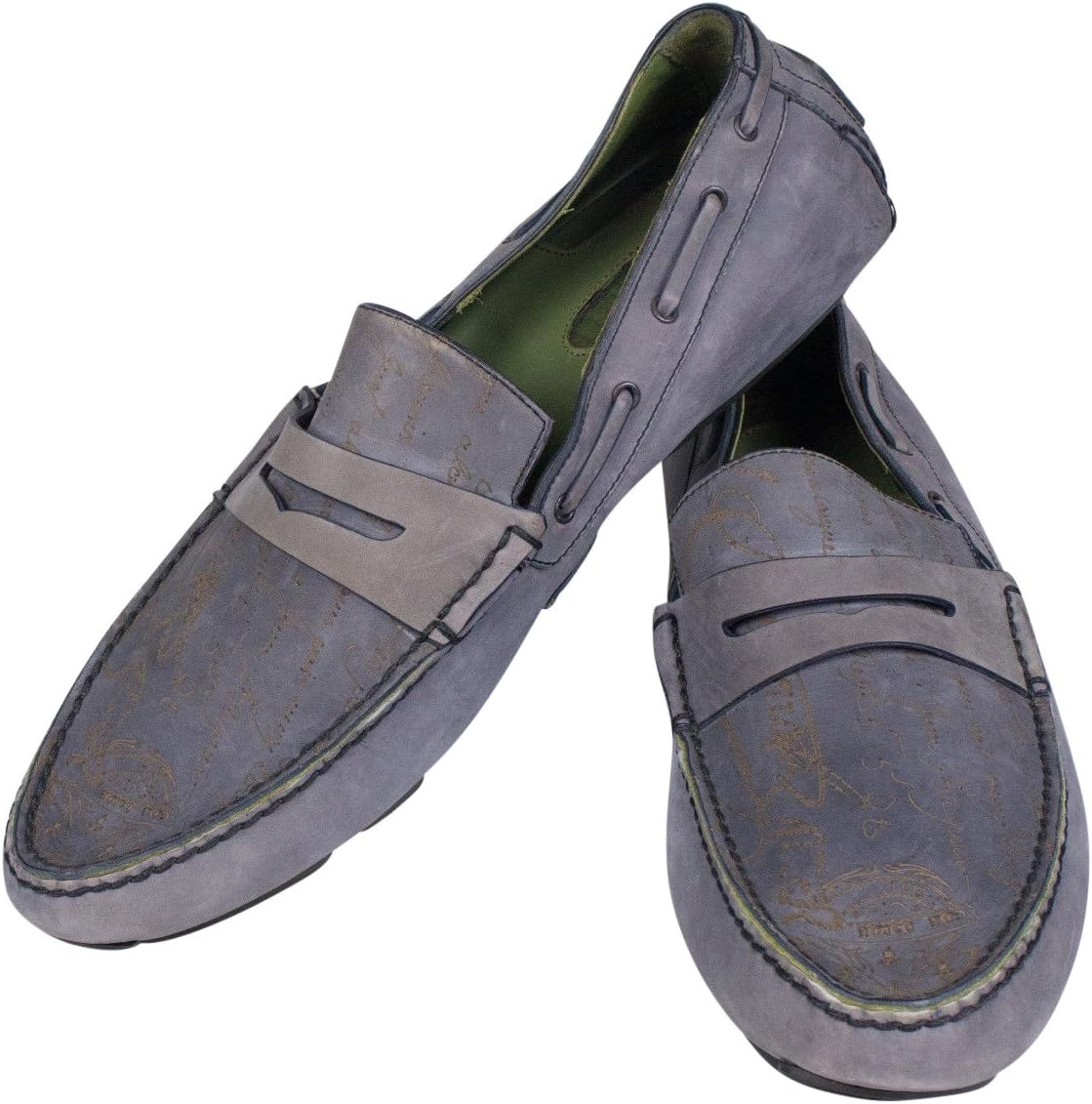 berluti Gray Elephant Leather Penny Loafer Casual Shoes Size 9.5