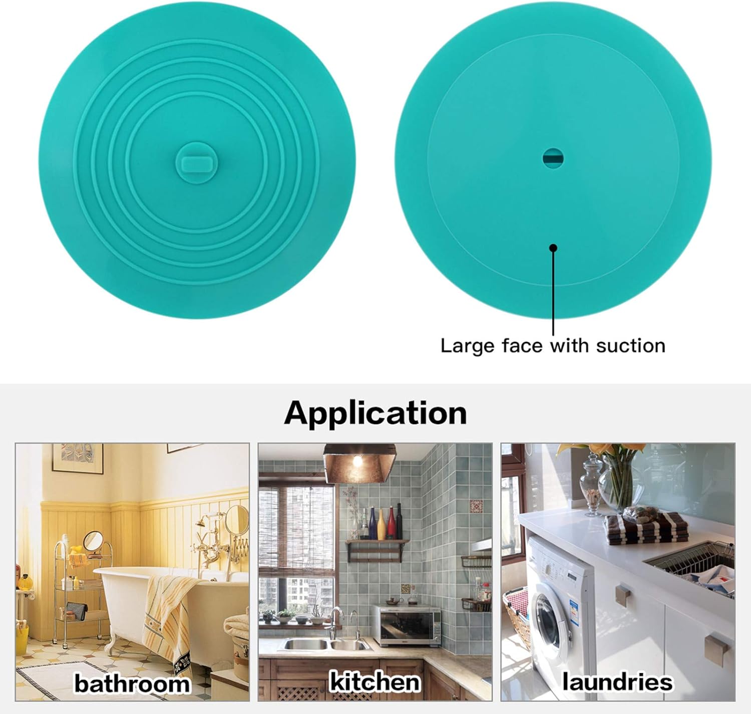 Cuttte Silicone Bathtub Stopper, 6 Inches Large Drain Stopper, Flat Suction Drain Cover, Tub Stopper Drain Plug for Kitchen, Bathtub and Laundry: Kitchen & Dining