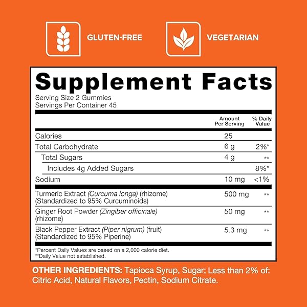 QUNOL TURMERIC AND GINGER WITH BLACK PEPPER GUMMIES, TURMERIC CURCUMIN SUPPLEMENT, JOINT HEALTH SUPPORT GUMMY, 90CT GUMMIES
