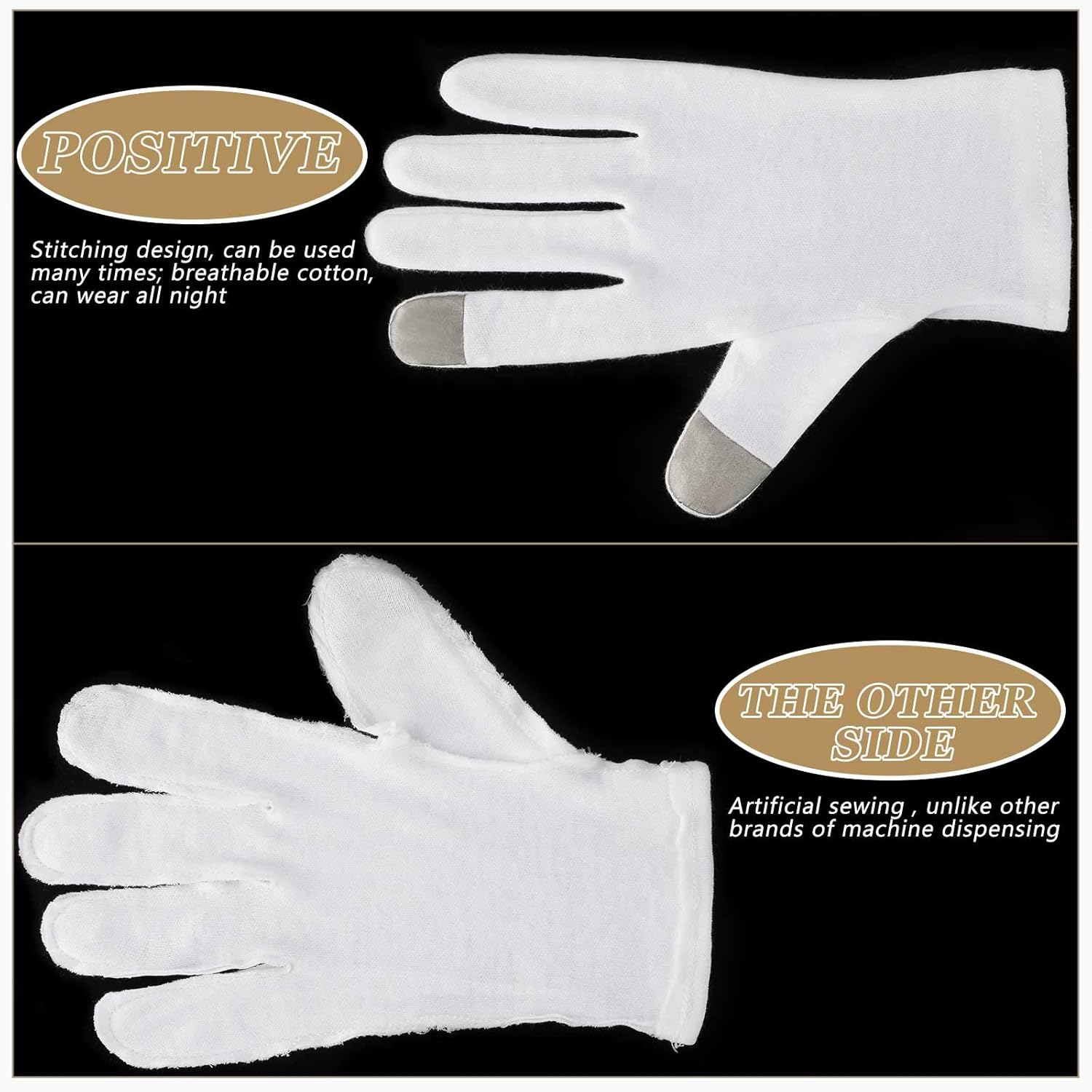 3 Pairs Touchscreen Moisturizing Gloves for Dry Hands, Cosmetic Gloves with Wash Bag White Gloves Overnight, Inspection Gloves, SPA Gloves for Men and Women : Beauty