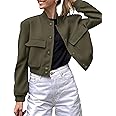 Zeagoo Women Bomber Jacket Casual Button Down Varsity Jackets Shackets With Pockets Outwear