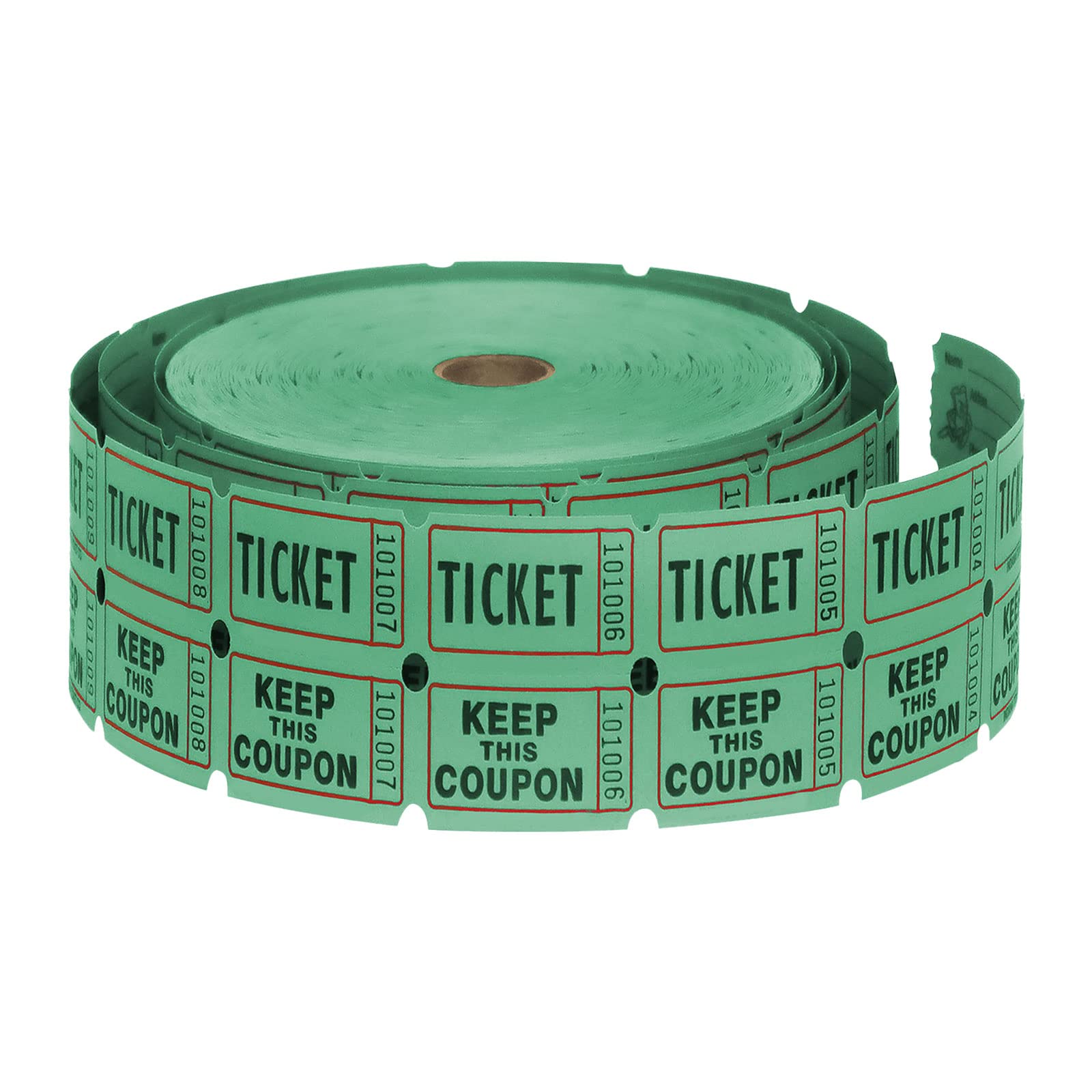 MEETOZ Raffle Tickets Double Roll - 2000 Ticket Count Per Roll - Raffle Drum Tickets Roll for Bingo Ballot Party (Green)