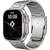 FiNESTONE CRNS01 Titanium Watch Band Compatible with Apple Watch Ultra 3/2/1 49mm, Series 11/10 46mm - Military-Grade DLC Coating, Scratch Resistant & Perfect Ultra Color Match for Men