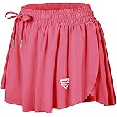 Wsirmet Flowy Shorts for Women Butterfly Shorts 2 in 1 Athletic Workout Gym Biker Running Shorts with Pockets Peach S