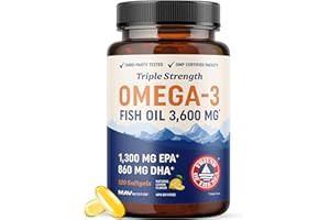 Triple Strength Omega 3 Fish Oil | 120 Softgels | 3600 mg Fish Oil | Over 2100mg of Omega-3 Fatty Acids | Heart and Cognitive