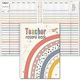 Fuyoooo Teacher Record Book 2026-2027 Spiral Gradebook Boho Office Gift | Class Planner for Elementary Teachers, Double Sided Record Attendance Tracking, Grade Organizer, Classroom Office Supplies