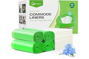 MOODOOY Commode Liners with Absorbent Pads - 60 Bedside Commode Liners & Pads,Medical Grade Pack Commode Liners,Adult Potty Chair Liners Bedside Commode Liners Disposable,Universal Fit All Standard