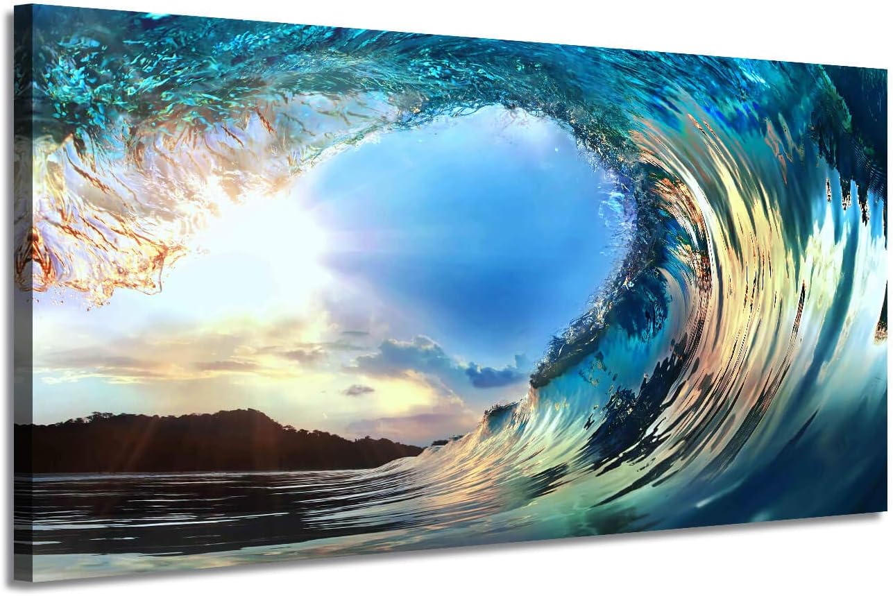 Ocean Wave Canvas Painting Picture Seascape Artwork Print Wall Art for Living Room