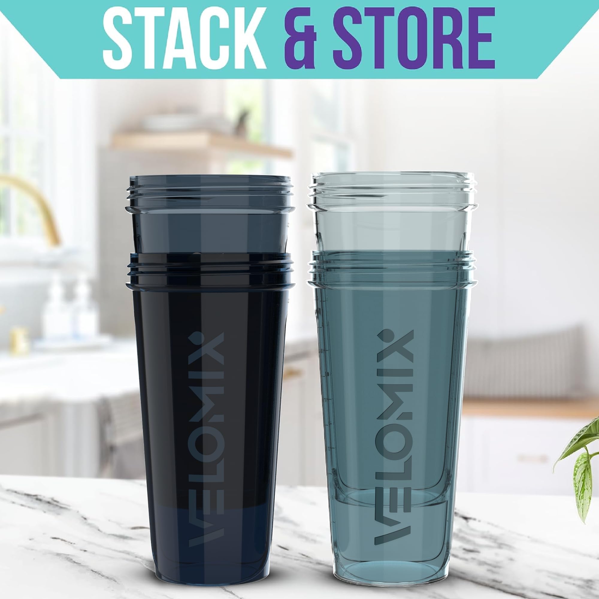 -4 PACK 28 Oz Protein Shaker Bottle for Protein Mixes - 4x Wire Whisk | Leak Proof Shaker Cups for Protein Shakes | Protein Shaker Bottle Pack | Protein Shake Cup (Aqua Depths)