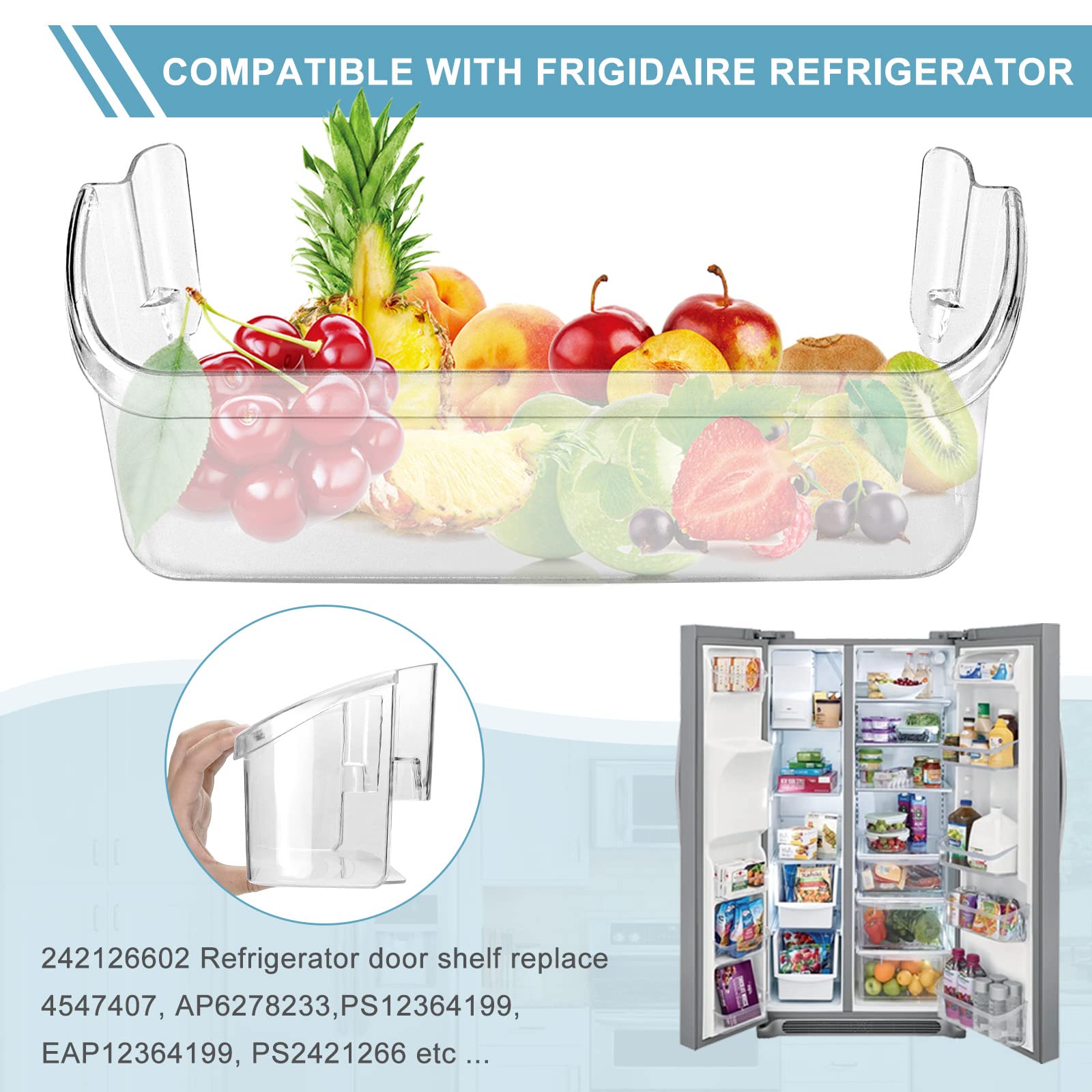 UPGRADED 242126602 Refrigerator Door Bin Shelf Replacement Compatible with Frigi.daire Refrigerator Door Shelf Replacement Parts LFSS2612TF0 LFSS2612TF4 by AMI PARTS