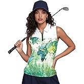 Suhoaziia Women's Sleeveless Golf Tops Racerback Workout Sports Athletic Tennis Polo Shirts Moisture Wicking Golf Tank Tops