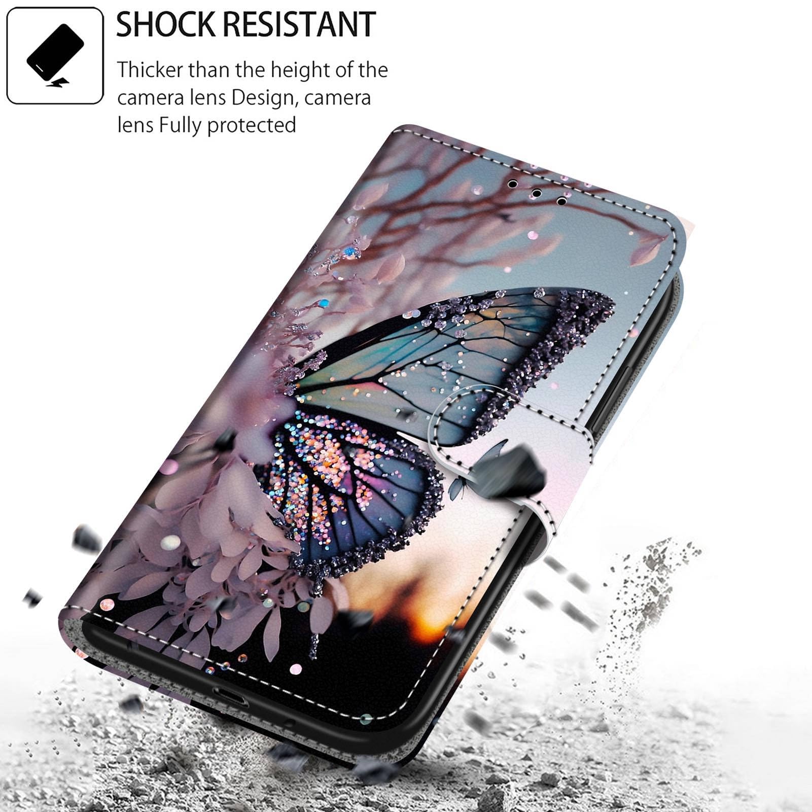 Handyhülle für Google Pixel 10A Hülle, Magnetische Flip Stoßfeste Schutzhülle mit Standfunktion Kartenfächern Klapphülle Handytasche Schmetterlingsflügel 6