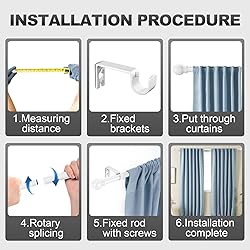 Authandis White Curtain Rods for Bedroom with