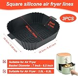 BYKITCHEN 3 Pack Silicone Air Fryer Liners, Square 7-9 Inch Fits Ninja COSORI view 2