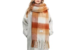 Clothirily Womens Mohair Winter Scarf, Warm Scarfs for Women, Cashmere Feel Women Plaid Scarves, Winter Pashmina Shawls Wraps