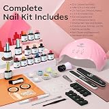 Modelones Gel Nail Kit 12 Colors 48W Lamp Glossy Matte Top Base Coat Tools view 5