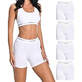 Comfneat Women's 4-Pack Boyshorts Cotton Spandex Boxer Briefs Stretchy Underwear Knitwear
