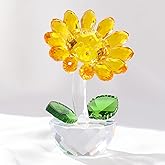 Movdyka Crystal Sunflower Decor Figurine Unique Gifts for Women Mom Birthday Cute Sun Flowers Home Office Table Decor Collectible Crystal Flower Glass Paperweight
