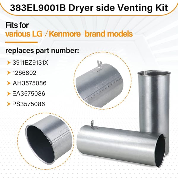 UPGRADED 383EEL9001B DRYER VENTING KIT ASSEMBLY COMPATIBLE WITH LG KENMORE SEARS, REPLACES 3911EZ9131X 1266802 AH3575086 EA3575086, AP4438852, PS2438605, EAP2438605, ADJUSTABLE