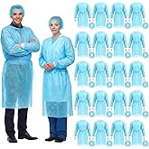 Xuhal Disposable Isolation Gowns Set PPE Gowns Disposable and Non Woven Bouffant Caps with Elastic Cuffs for Labs Home Isolation Beauty Agencies Food Service, Unisex Adult (Blue,1000 Set)