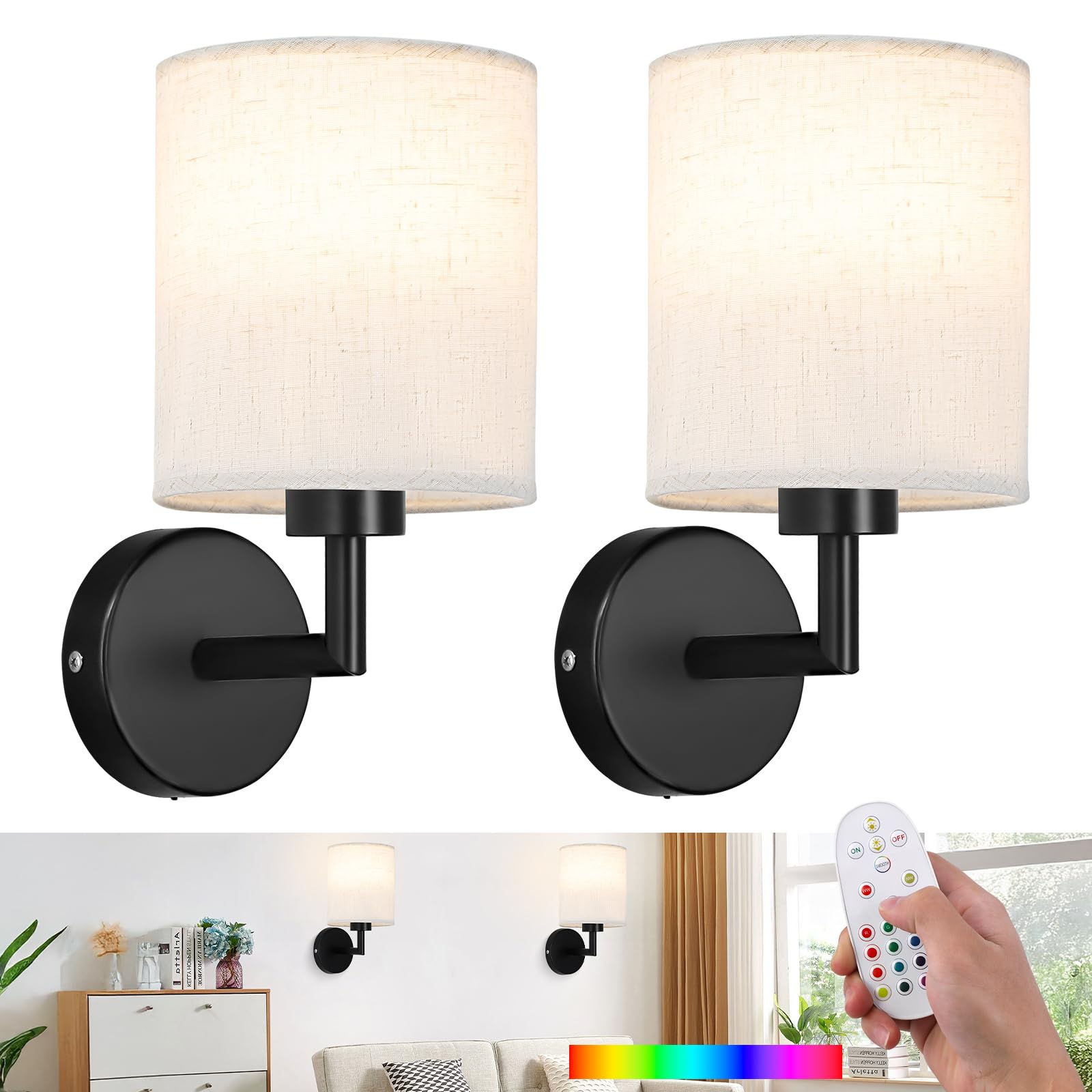 Photo 1 of ****MISSING PIECES****
XIGUCUCN Rechargeable Wall Sconce Set of 2,Battery Operated Wall Lights with Remote Control,Wireless Wall Sconces with LED Bulb,15 Colours Dimmable Wall Lamp for Bedroom Living Room Hallway