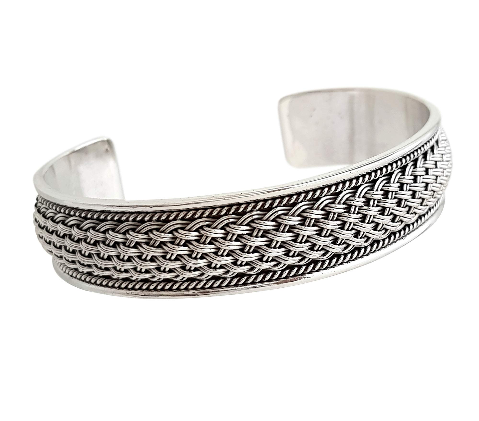 Treasure Bay Statement Men's Silver Bangle Bracelet Cuff Made from Solid 925 Sterling Silver