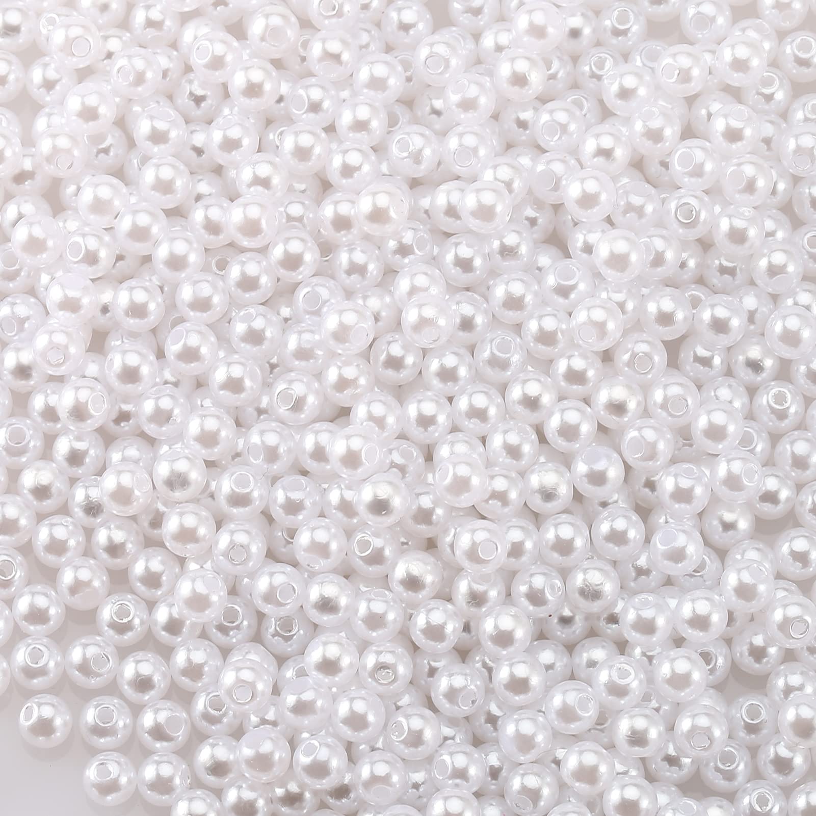 HERZWILD White Pearl Beads, 1500 Pcs Round Loose Art Beads, ABS Material, 6 mm Size, Craft Bead — image 1