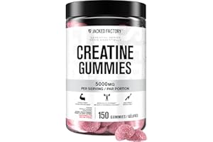 Jacked Factory Creatine Gummies 5g Daily Dose (1g per Gummy) - Creatine Monohydrate Gummy for Men and Women, Vegan-Friendly, 