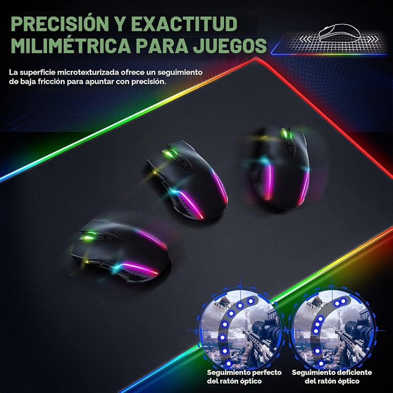 Gimars RGB Gaming Mouse Pad, 800×300mm XXL Mousepad com 12 modos de iluminação LED, Rato Mat Smooth Surface Primeira base de borracha antiderrapante impermeável para desktop, Office Gamer