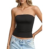 EasyGala Womens Double Lined Tube Tops Non Slip Sexy Strapless Bandeau Top Y2K Sleeveless Going Out Tops Summer Outfits