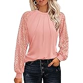 HOTOUCH Women's Lace Long Sleeve Spring Dressy Casual Business Work Trendy Shirts