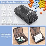 Fullicon Pill Cutter with V-Shape Holder Two Pill Cases Black view 3