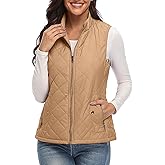 Xeoxarel Women's Quilted Vest with 4 Pockets, Puffer Padded Lightweight Gilet