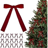 24PCS Red Velvet Bows for Christmas Tree, Christmas Red Velvet Bows Ornaments, for Tree Home Party Garland Holiday Decor (A)