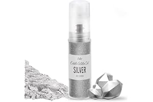 LIMINO Edible Glitter Spray - 10g Edible Luster Dust Metallic Food Grade Coloring Glitter for Drinks, Cake Decorating, Baking - Edible Dust Powder Shimmer Dusting Powder for Icing, Chocolate, Candy (Silver)