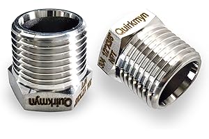 Quirkmyn 2 Pcs Stainless Steel Bushing 1/2" Male to 3/8" Female, 1/2" to 3/8" NPT Adapter Hex Reducing Pipe Adapter Fitting Stainless Steel Fitting Pipe Hose Tube Adapter Convert