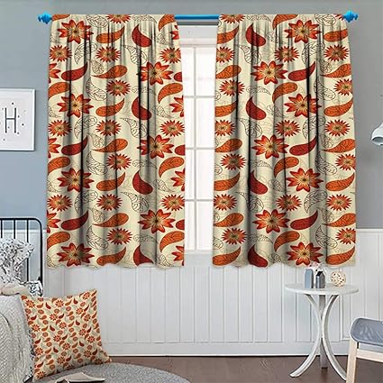 Amazon Com Orange Blackout Curtain Red Poppy Flowers In Retro