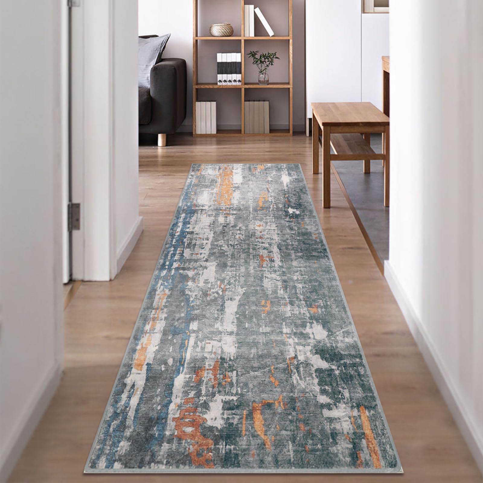 Famibay Hallway Runner Rug Non Slip Carpet Runner Long Hall Runners 65x240cm Washable Kitchen Runner Rugs Modern Floor Carpet Mat for Hallway Entryway Kitchen