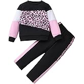 FUNMETA Toddler Girls 2 Piece Cute Outfits, Crewneck Sweatshirt with Jogger Pants Kids Clothing Set for Fall Winter