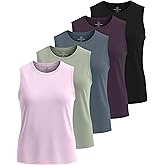 Real Essentials 5 Pack: Women's Dry-Fit Tank Top - Racerback Sleeveless T-Shirt Athletic Workout Gym Shirt (Plus Available)