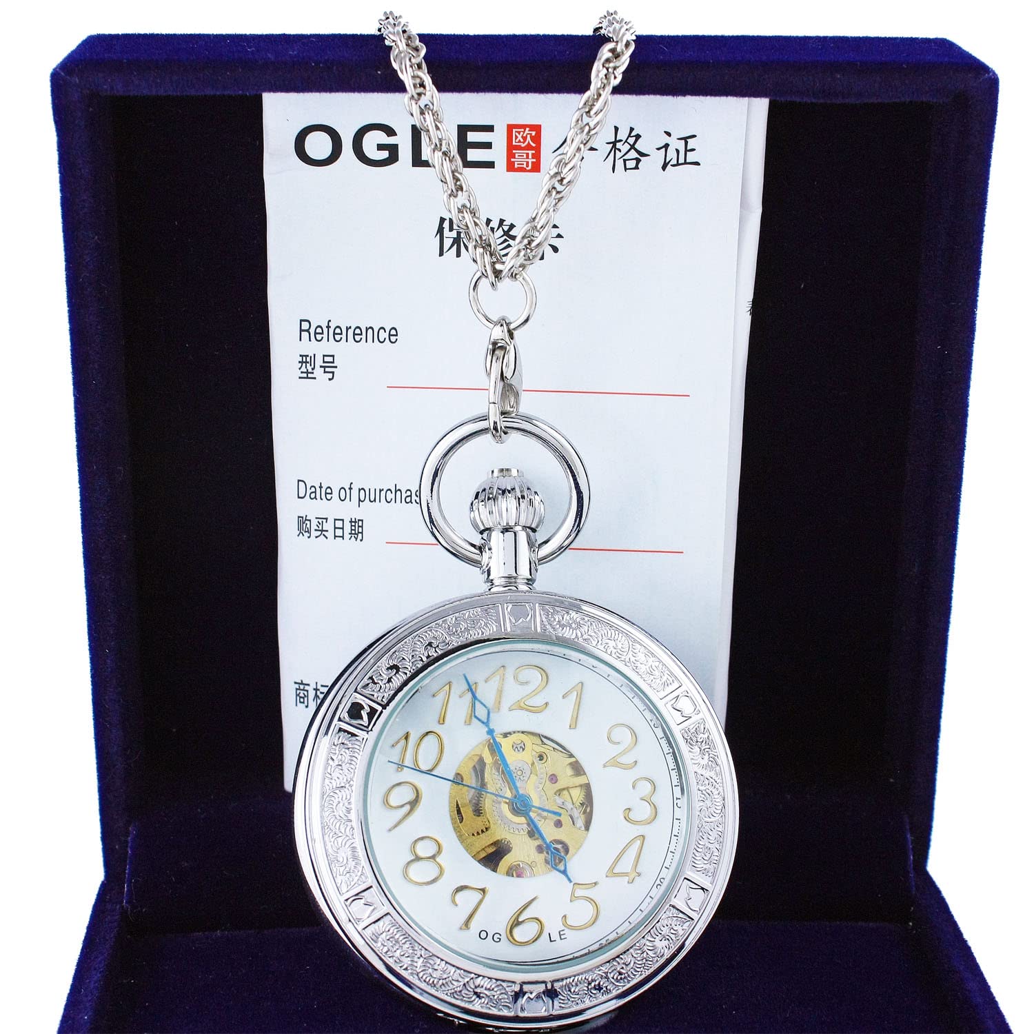 OGLE Antique Alloy Plating Silver Bronze Gold Pocket Watch Keys Necklace Chain Belt,Wallet Chain, Pants Chain, Pocket Chain with Keyring for Pants Belt Jeans Wallets