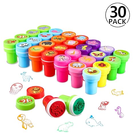 Pamiyo Timbri Giocattolo 30 Pezzi Animali Timbri Bambini Kit Feste Per Compleanno Bambini Regalini Festa Bambini Giochi