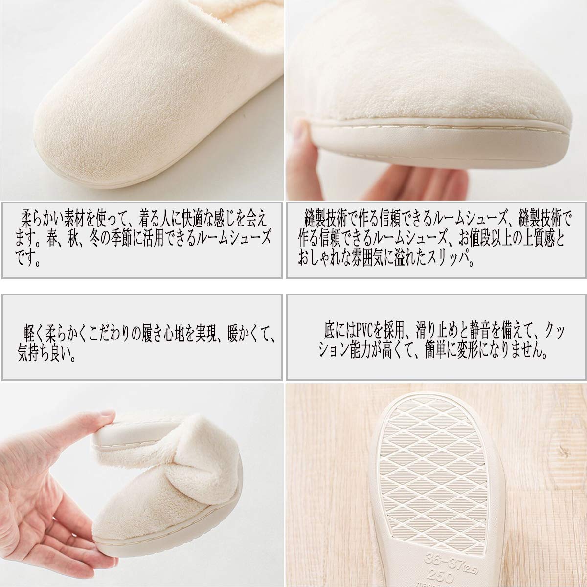 室内履き スリッパ メンズ レディース 軽量 無地 綿縫製 滑り止め 男女兼用 gray-40-41