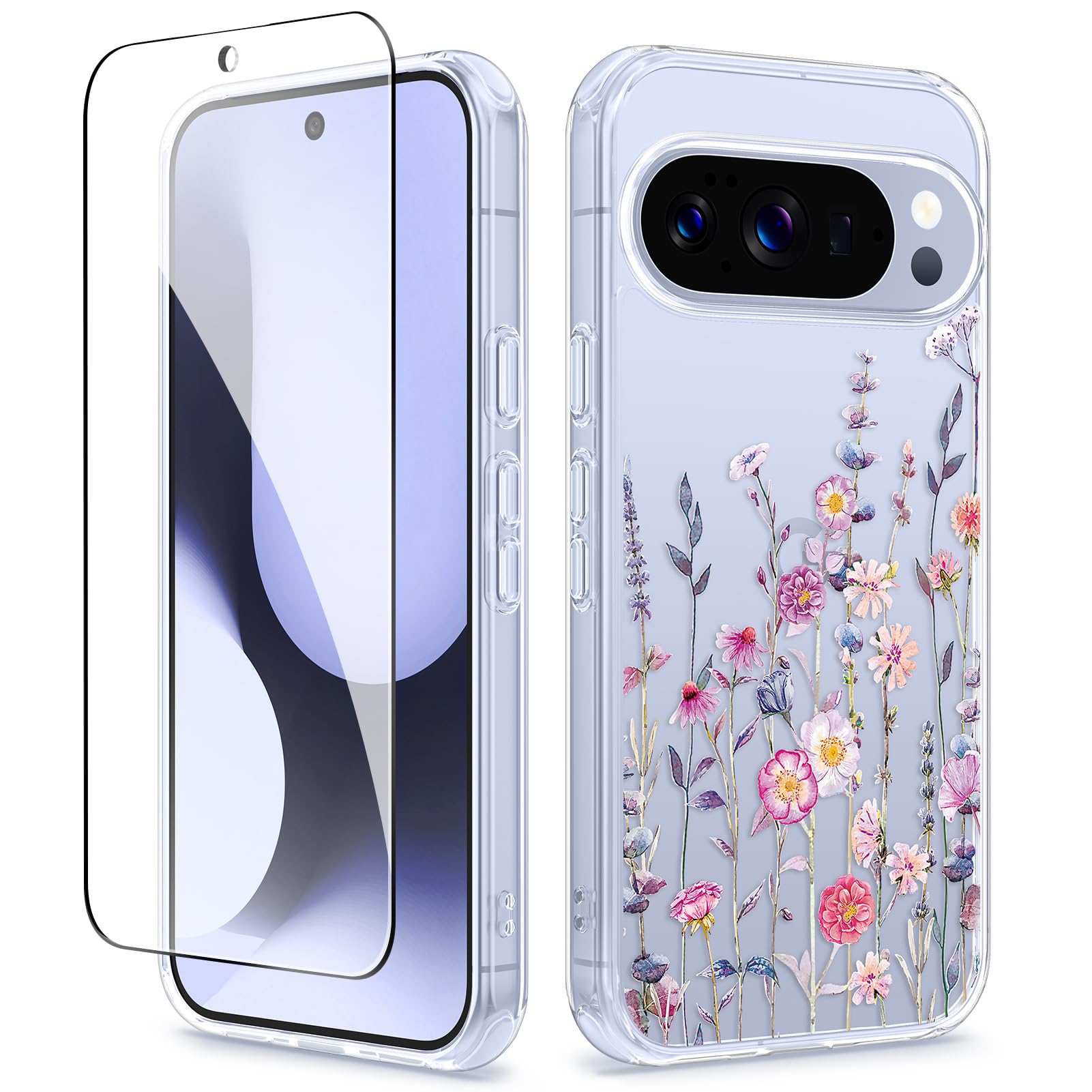 Photo 1 of GVIEWIN for Google Pixel 10 Case/Pixel 10 Pro Case with Screen Protector, [Military Grade Drop Protection] Non Yellowing Clear Floral Slim Phone Cover for Women 2025 6.3" (Floratopia/Colorful)
