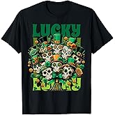 Lucky Skulls St Patricks Day Sugar Skull Leprechaun Hat T-Shirt