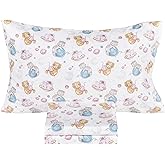 Scientific Sleep Space Cats Planet Kitty Cute Fun 100% Cotton Cozy Twin Bed Sheet Set, Flat Sheet & Fitted Sheet & Pillowcase Natural Bedding Set (Planet Cat, Twin)